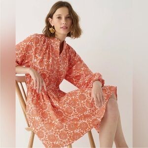 J. Crew Ruffle Collar Midi Dress Cotton Poplin Floral Bouquet Sz Large Tall NWT